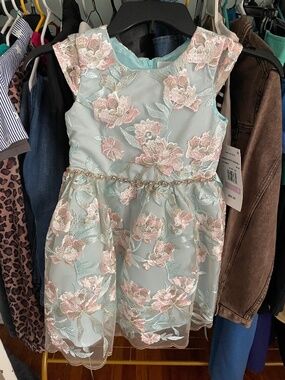 Girls dress (blue green pink white bling)